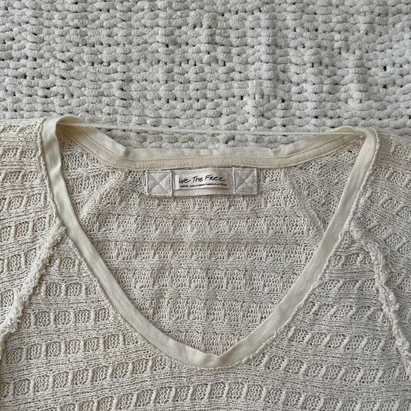 Free People Slouchy Cream Knit Sweater - Picture 2 of 6
